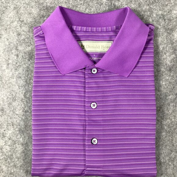 Donald Ross Men's Short Sleeve Purple Pin Striped Golf Polo Shirt Size Large - Picture 14 of 14